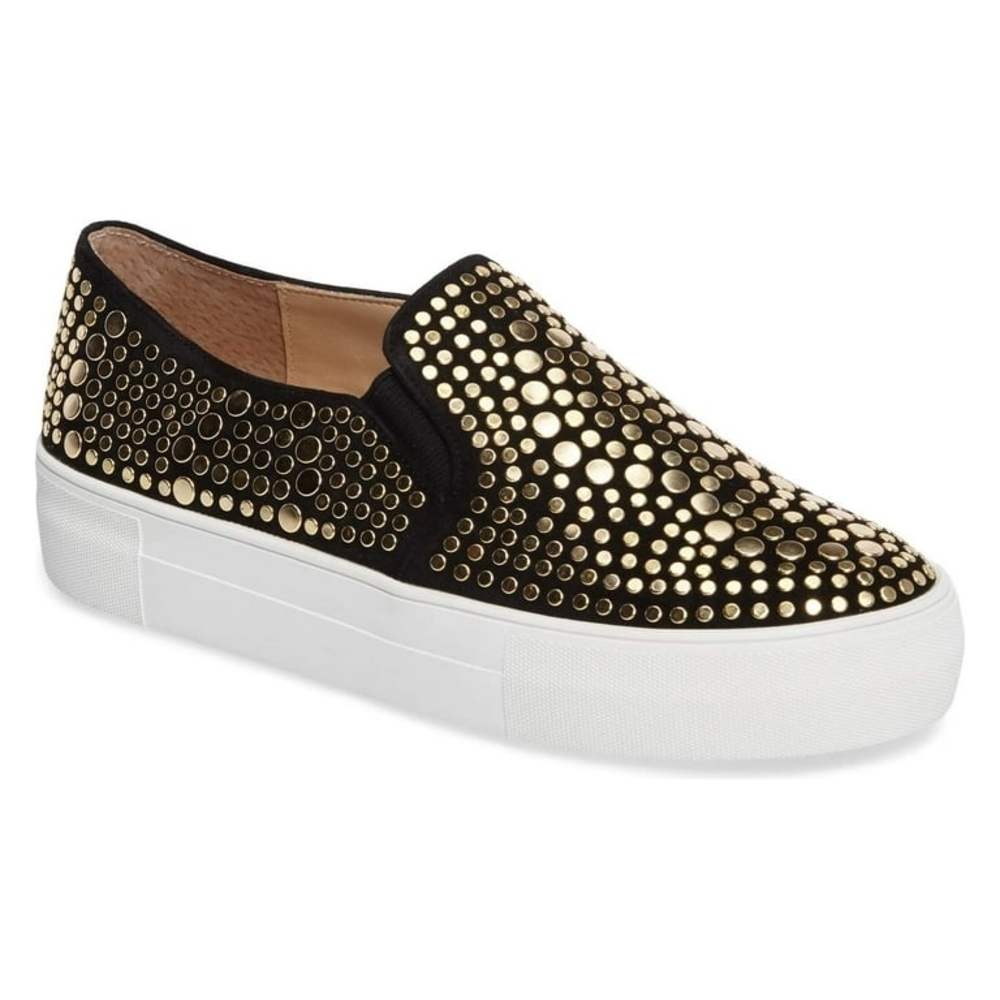 Vince Camuto Black and Gold Studded Sneakers
